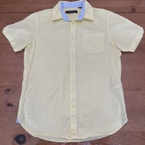 Ben Sherman Men's Large Button‎ Up Yellow Blue White Floral Shirt 100% Cotton